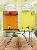 Glass Drink Dispenser for Parties -Set of 2- 1 Gallon Hammered Glass Jar Beverage Dispensers | Gl... | Amazon (US)