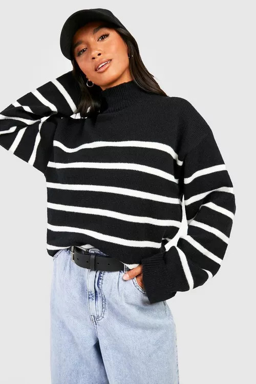Petite Wide Sleeve Striped Sweater | Boohoo.com (US & CA)