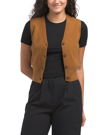 Cashmere Blend Button Up Vest | TJ Maxx