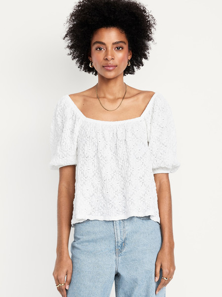Puff-Sleeve Lace Top | Old Navy (US)