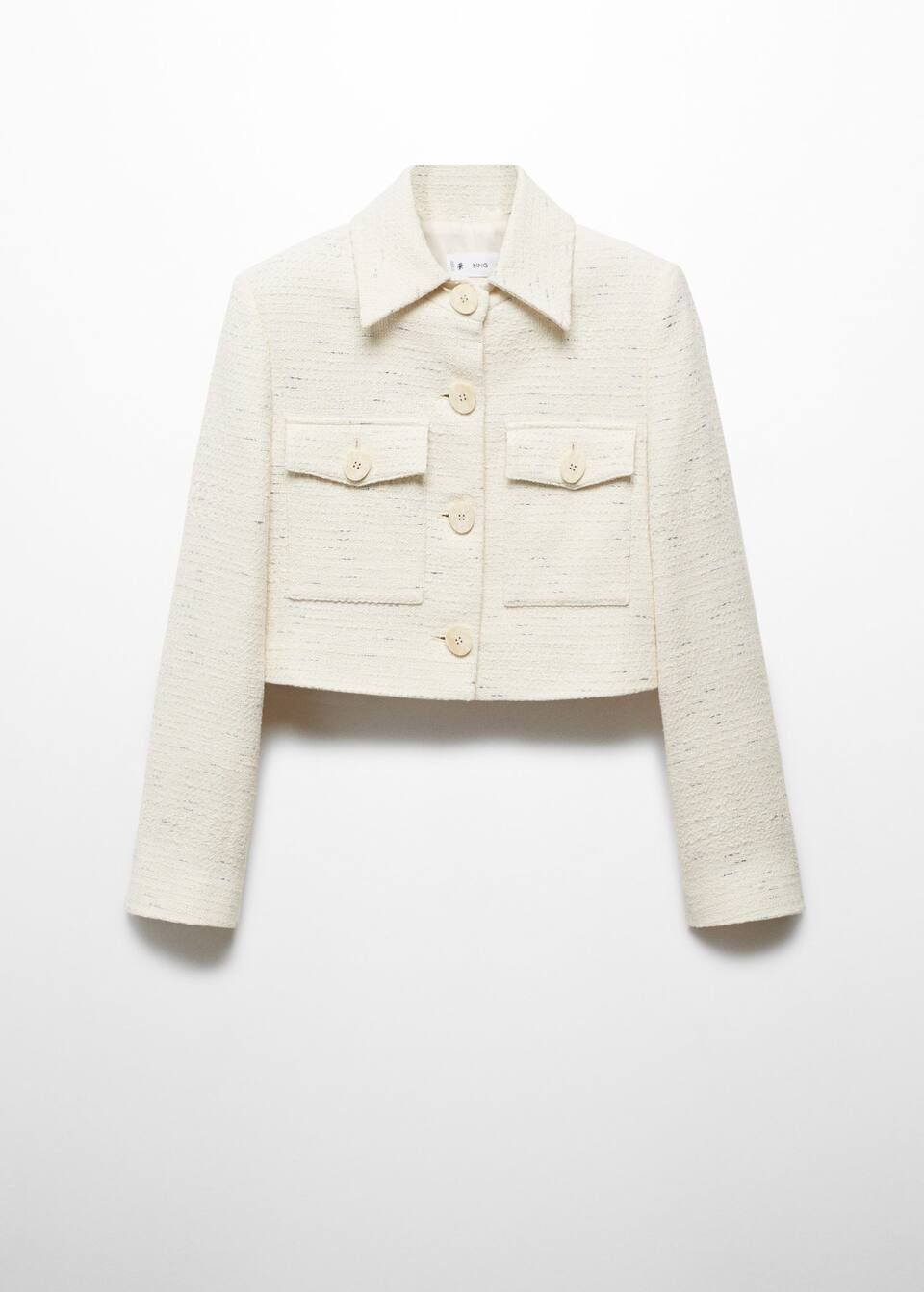 Cropped tweed jacket with pockets -  Women | Mango United Kingdom | MANGO (UK)