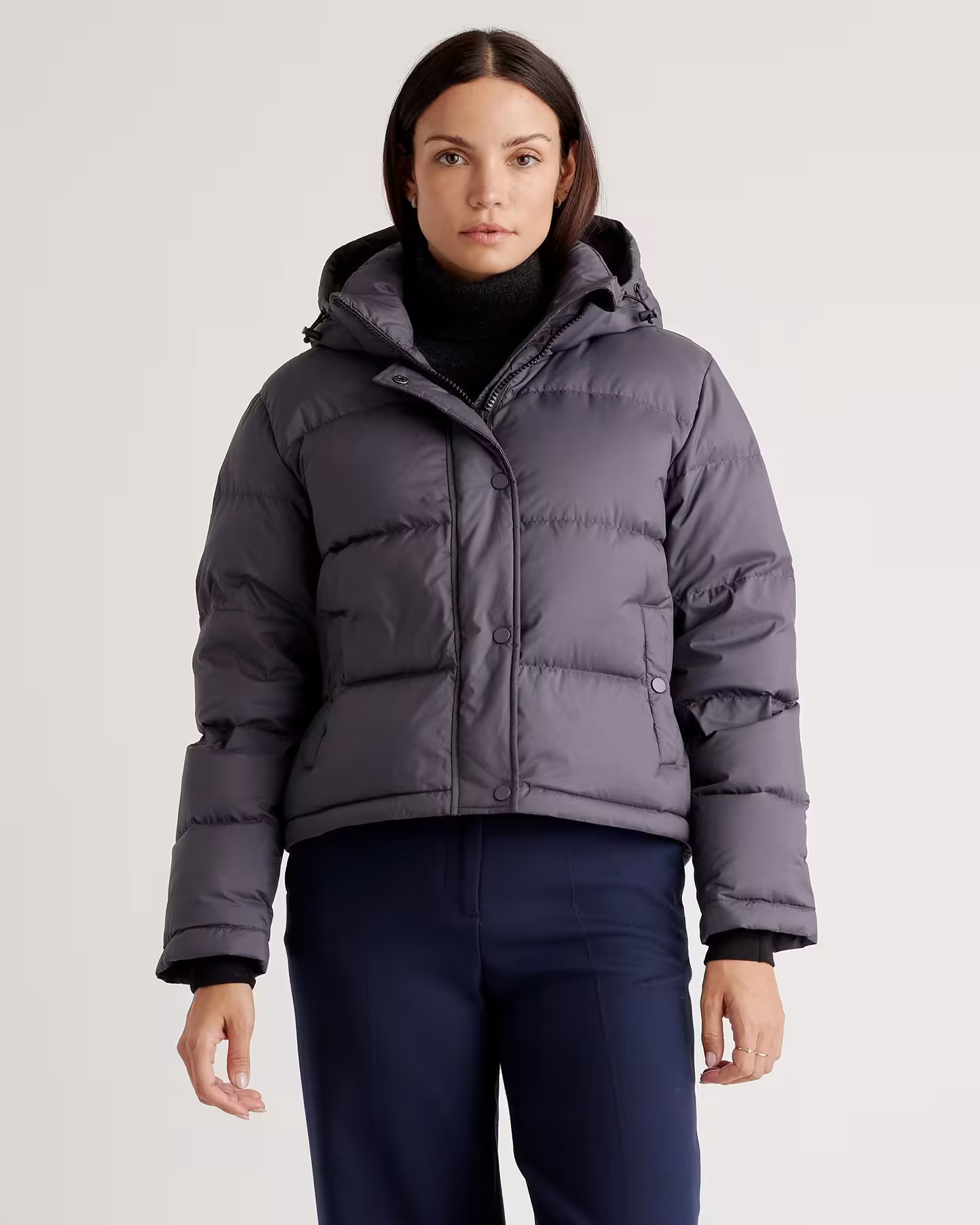 Responsible Down Cropped Puffer Jacket in Carbon Grey | Quince