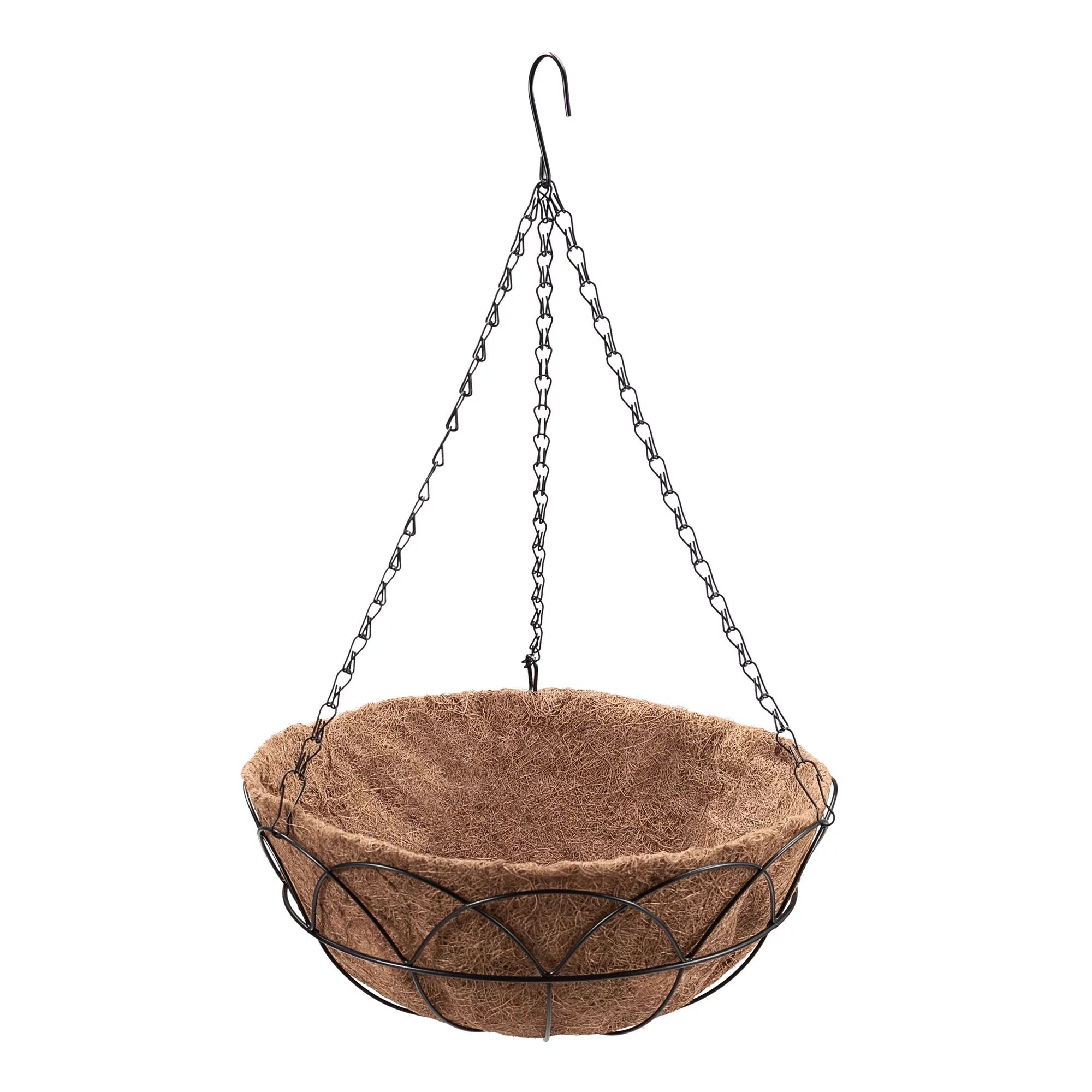 Mainstays 14-inch Metal Hanging Plant Basket with Coco-Fiber Liner | Walmart (US)