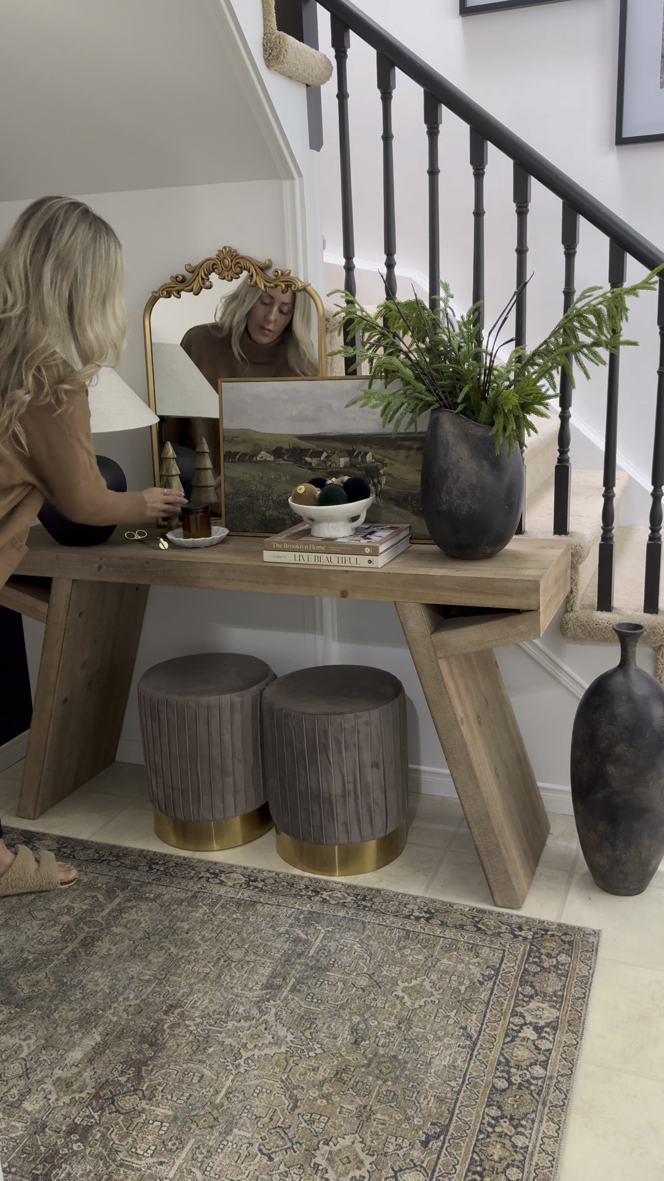 Holiday console🤎neutral, earthy with a pop of lush greenery! 

#holidaydecor #christmasdecorating #consoletable #holidayconsole #greenery #velvetornaments

#LTKSeasonal #LTKVideo #LTKHoliday