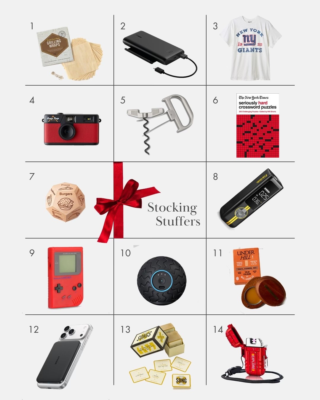 Stocking Stuffers sure to please every guy on your list! 

1. grilling wraps 
2. Battery charger/display 
3. Vintage sports tee
4. Screen free digital camera (for your teen!)
5. The best wine opener (perfect for old bottles and delicate vintages)
7. Seriously hard crosswords
8. Date night dice
8. Tire inflator 
9. Retro game boy 
10. Therabody wave 
11. Solid cologne 
12. Nano power bank 
13. Misunderstood song game 
14. Waterproof lighter

#giftsforhim #giftsfordad #giftsflrhusband #dadgifts #songifts #teengifts #giftsforteens #kidgifts #etockingstuffers 
 

#LTKHoliday #LTKKids #LTKGiftGuide