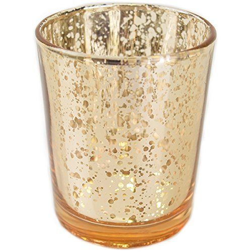 Just Artifacts Mercury Glass Votive Candle Holder 2.75"H (12pcs, Speckled Gold) -Mercury Glass Votiv | Amazon (US)