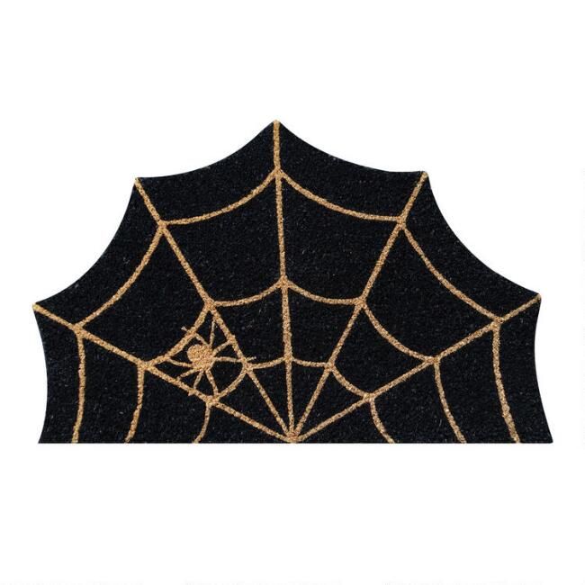 Black and Natural Spider Web Coir Doormat | World Market