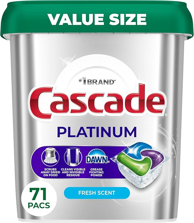 Cascade Platinum Dishwasher Pods, Dishwasher Detergent, Dish Detergent Soap, Fresh, 71 count | Amazon (US)