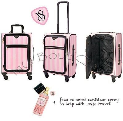 1 VICTORIAS SECRET SIGNATURE PINK STRIPE CARRY ON LUGGAGE + FREE VS HAND SPRAY | eBay US