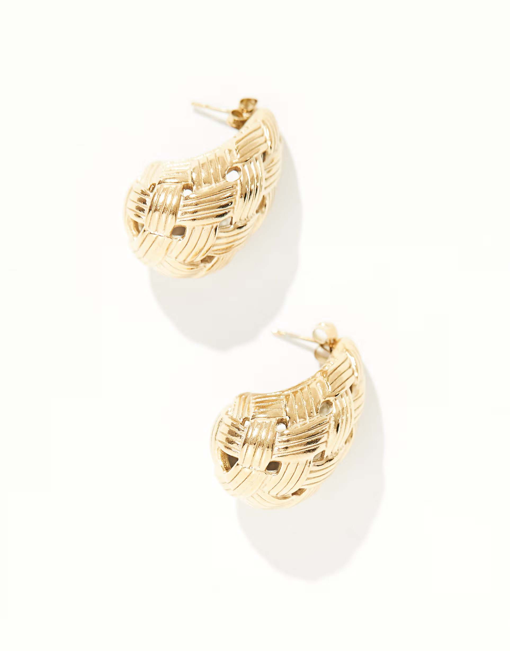 Reclaimed Vintage oversized weave chubby hoops in gold | ASOS (Global)