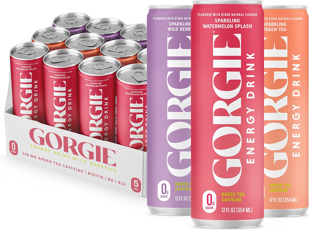 GORGIE Original Variety, Sugar-Free Natural Energy Drink Sparkling, Healthy Energy Drinks - Green... | Amazon (US)