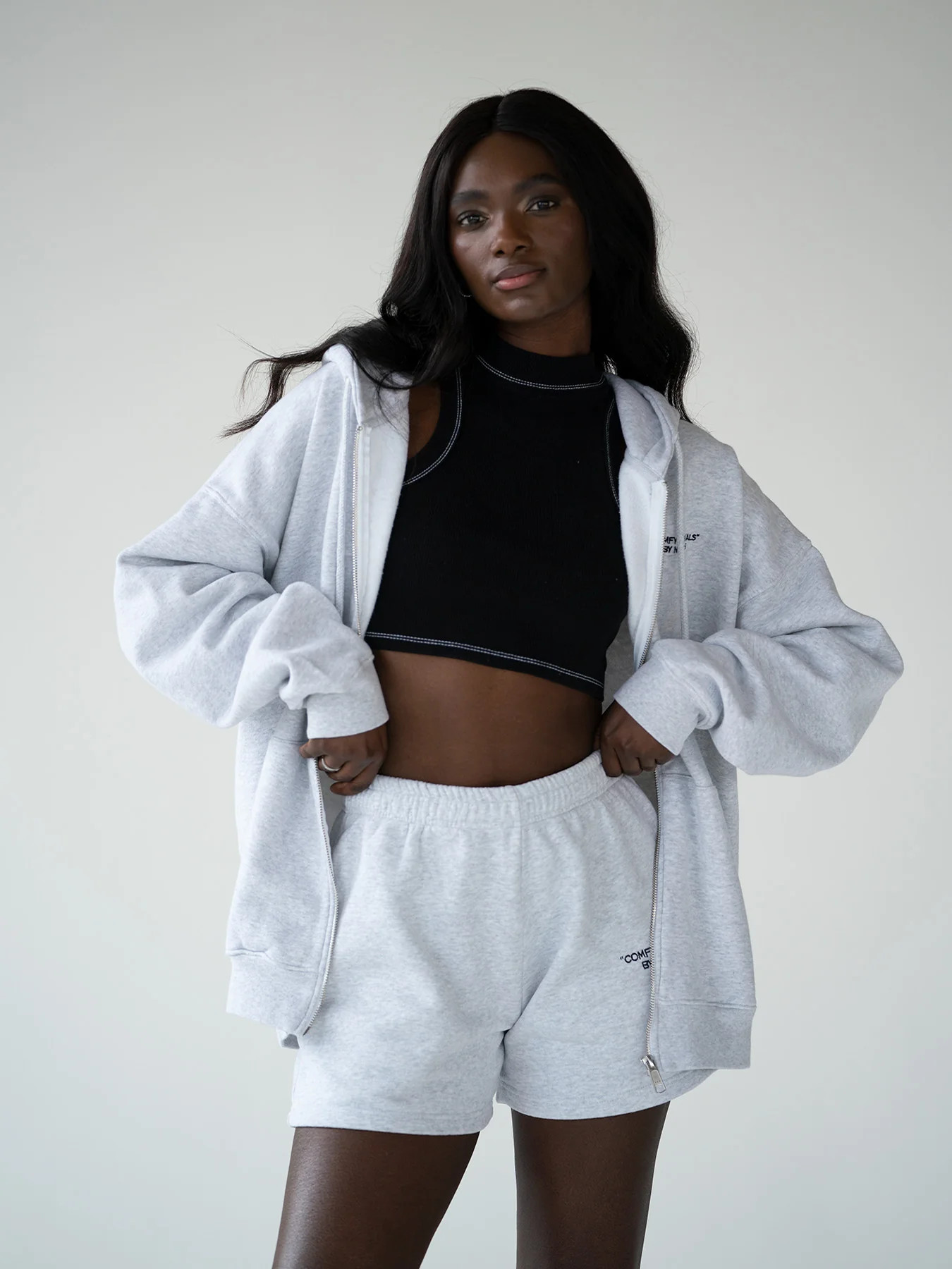 ESSENTIALS - Zipper Hoodie  •  Light Grey | Ninety-9