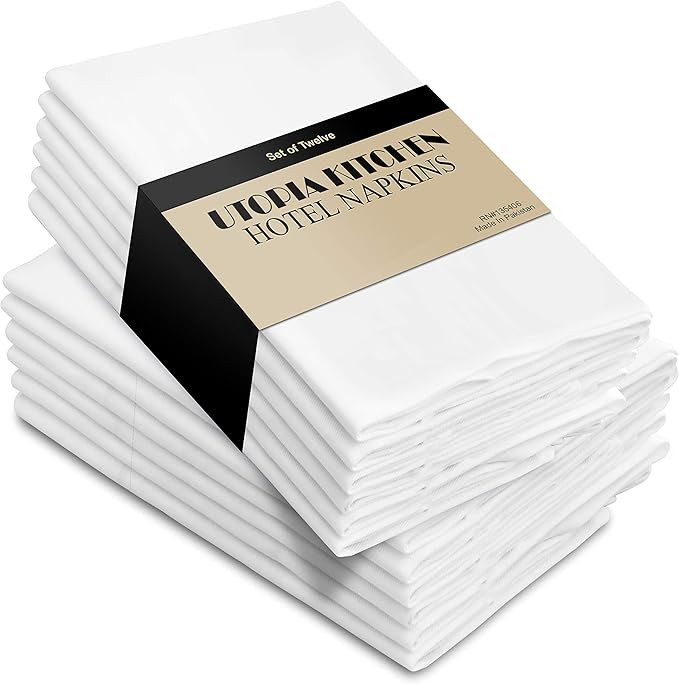 Utopia Kitchen Cloth Napkins, 12 Pack (18 x 18 Inches), White Cotton Dinner Napkin | Amazon (US)