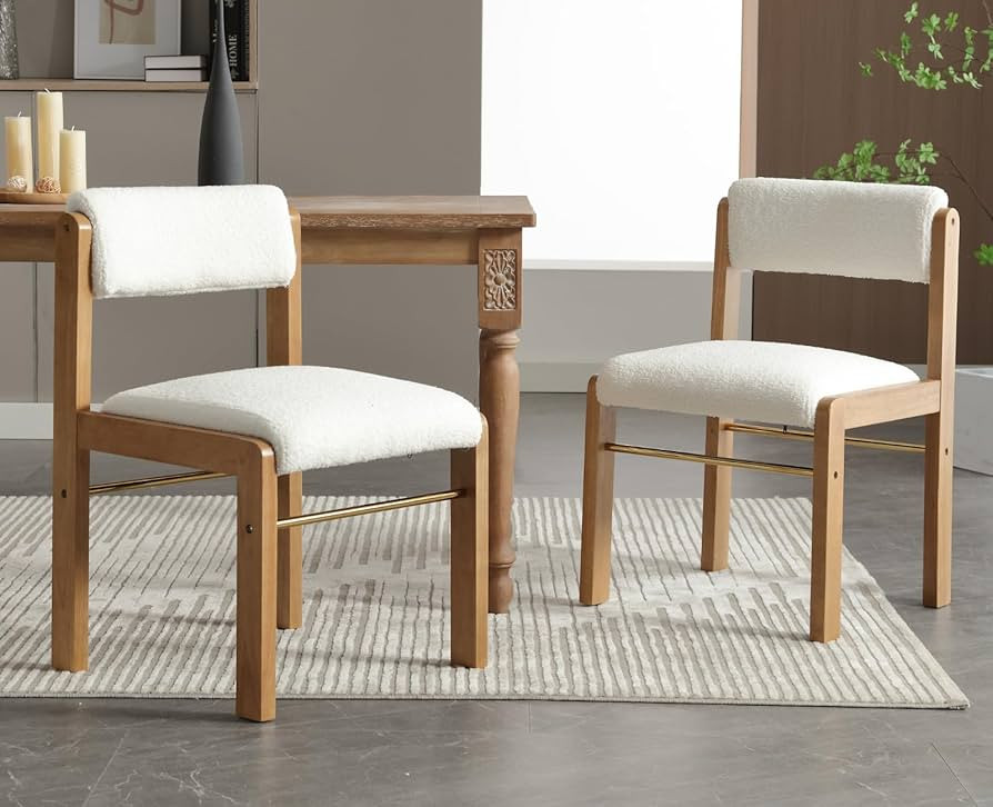 CIMOTA Mid Century Modern Dining Chairs Set of 2,Fabric Sherpa Kitchen Chairs Upholstered Farmhou... | Amazon (US)