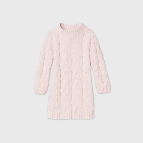 Toddler Girls' Sparkle Cable Knit Long Sleeve Dress - Cat & Jack™ Blush Pink | Target