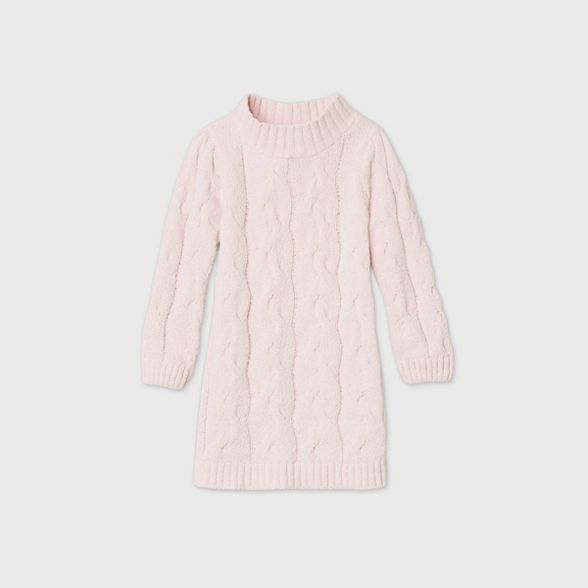 Toddler Girls' Sparkle Cable Knit Long Sleeve Dress - Cat & Jack™ Blush Pink | Target