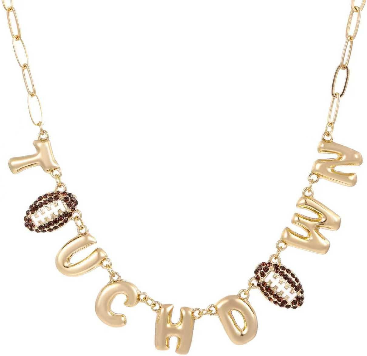 Football Touch Down Multi Charms Necklace for Women Game Day Jewelry Gift | Amazon (US)
