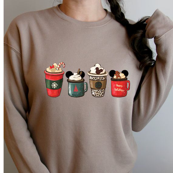 Disney Christmas coffee shirt Women's Cute Christmas Shirt  Winter Cozy Coffee Sweatshirt Women C... | Etsy (US)
