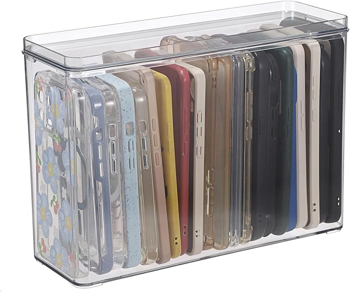 BTSKY Clear Phone Case Organizer Stackable Storage Box with Lid for Cell Phone Cases Multifunctio... | Amazon (US)