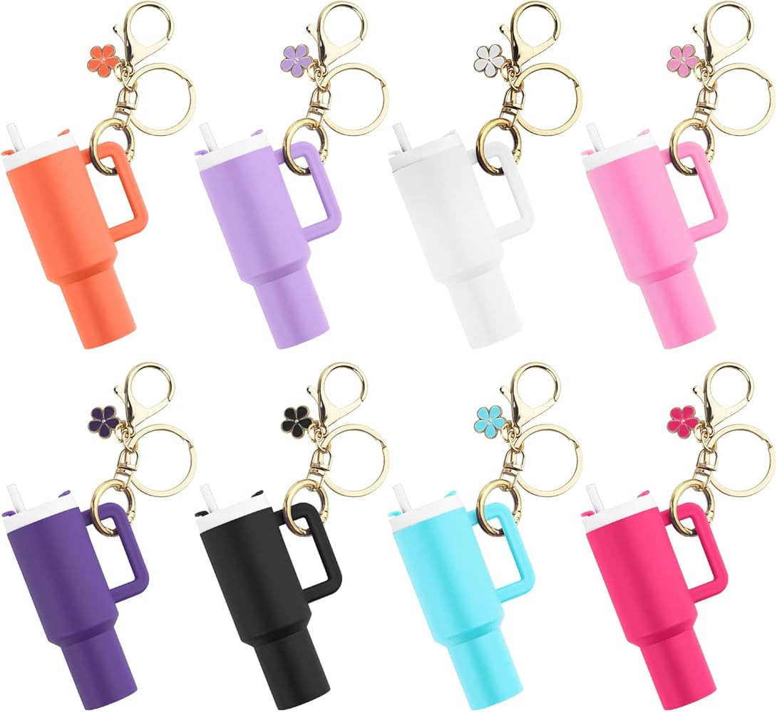 8 Pack Mini Tumbler Keychain for Stanley Cup, Mini Cup Keychain Chapstick Holder for Women Girls | Amazon (US)