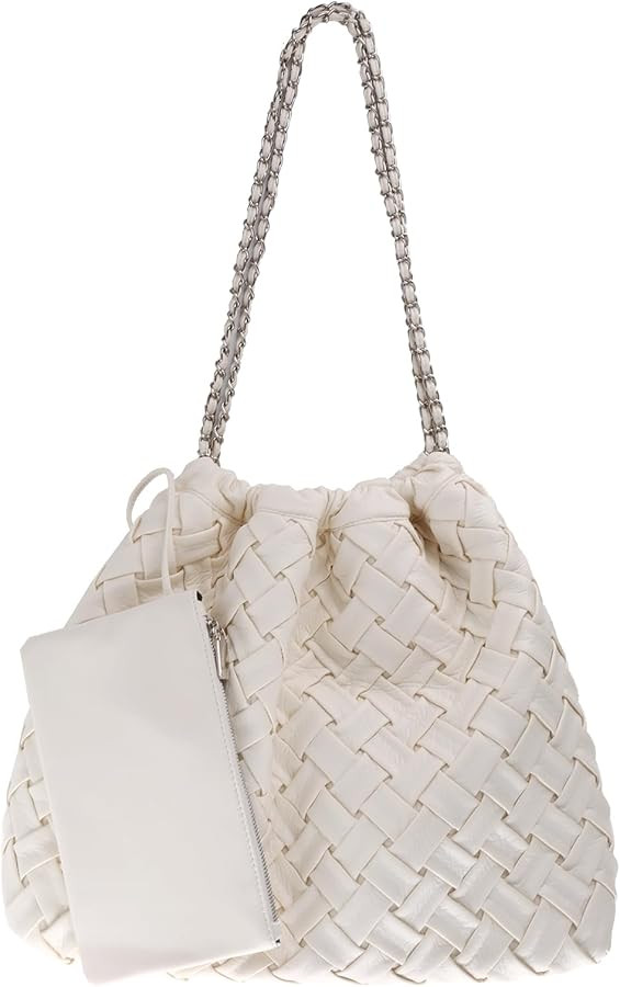 Woven Bag for Women, Vegan Leather Tote Bag Summer Beach Handbag Purse Retro Handmade Travel Shou... | Amazon (US)