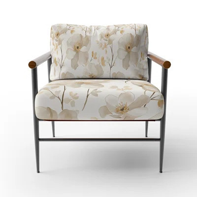 French Country Upholstered Chair - Cream Bloom Beige Arm Chair | Wayfair North America