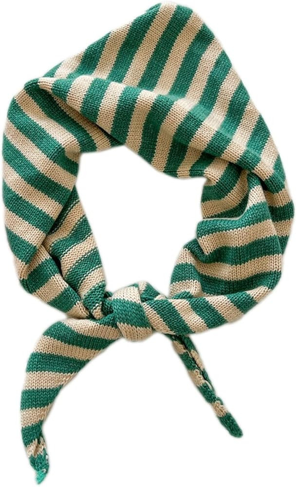 Yizelli Triangle Knit Scarf for Women Warm Stripe Scarf for Spring Fall Winter | Amazon (US)
