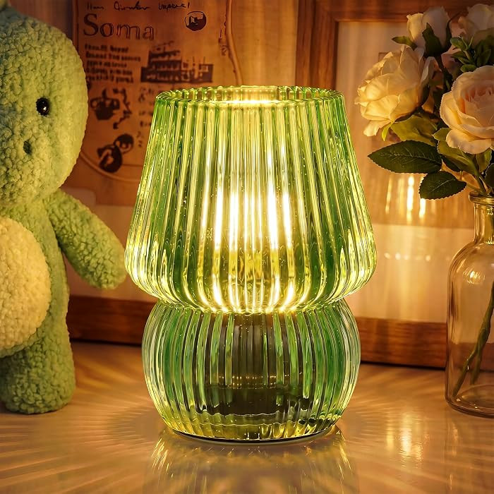 Small Battery Operated Lamp with Timer, Mushroom, Green | Amazon (US)