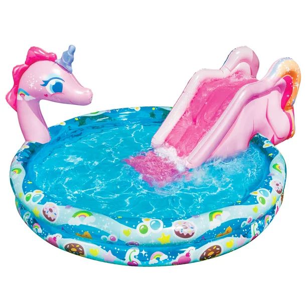 Banzai Spray 'N Splash Unicorn Pool, Length: 78 in, Width: 60 in, Height: 32 in, Inflatable Outdo... | Walmart (US)