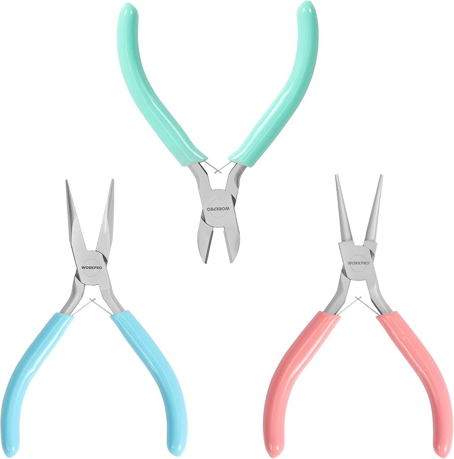 WORKPRO Jewelry Pliers Set, 3 Pack Jewelry Making Tool Kit Includes Mini Needle Nose Pliers/Chain... | Amazon (US)