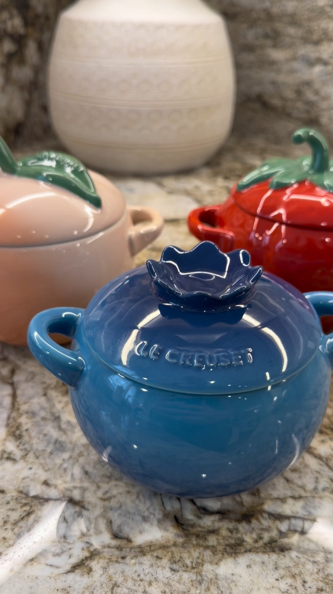 Le creuset fruit cocotte 
I am OBSESSED !! 
Strawberry peach blueberry fruit cocettes 

#LTKSaleAlert #LTKHome #LTKSeasonal