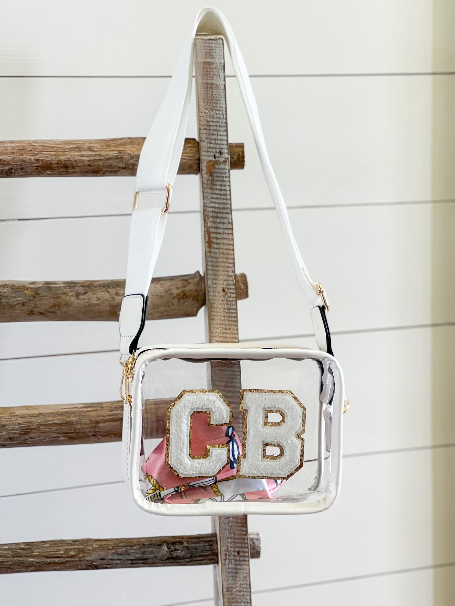 White Clear Purse with Custom Patches - Stadium or Concert Purse - Game Day Purse - Gifts for Her | Etsy (US)