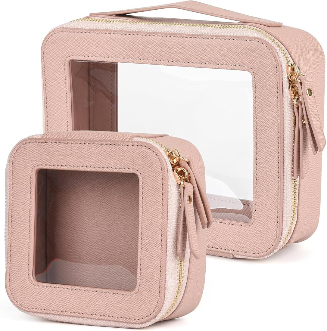 Valleycomfy Clear Cosmetic Bag Set Travel Toiletry Bag Set,Clear Makeup Organizer Bag with Visual... | Amazon (US)