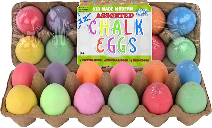 Kid Made Modern Glitter Easter Egg Chalk - Set of 12 Assorted Colored Chalks for Kids, Washable O... | Amazon (US)