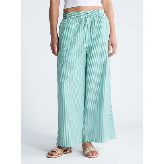 Free Assembly Women's and Women's Plus Cotton Poplin Cropped Wide Leg Pants, 26" Inseam, Sizes XS... | Walmart (US)