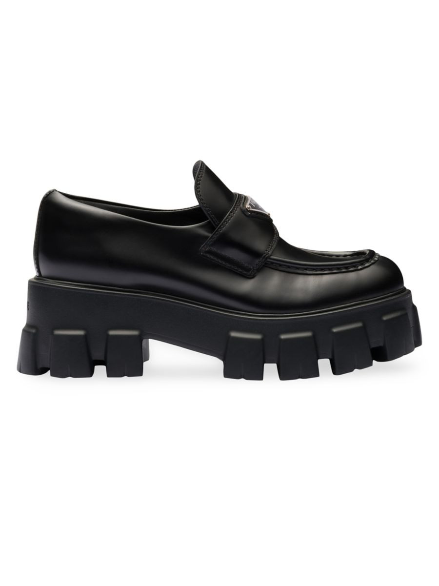 Brushed Leather Monolith Loafers | Saks Fifth Avenue