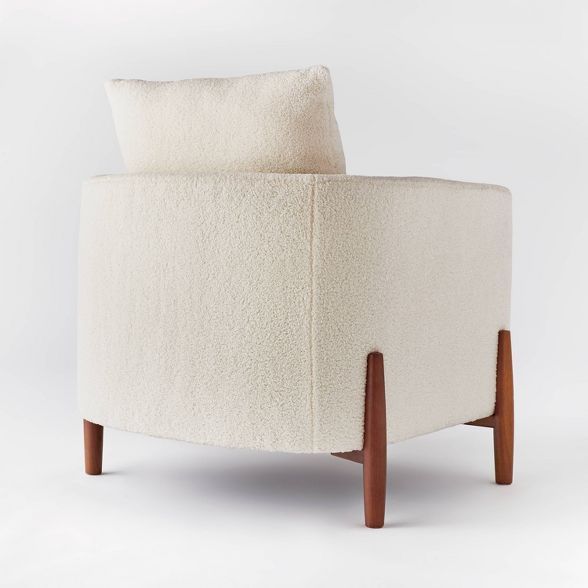 Elroy Sherpa Accent Chair with Wood Legs Cream - Threshold™ designed with Studio McGee | Target