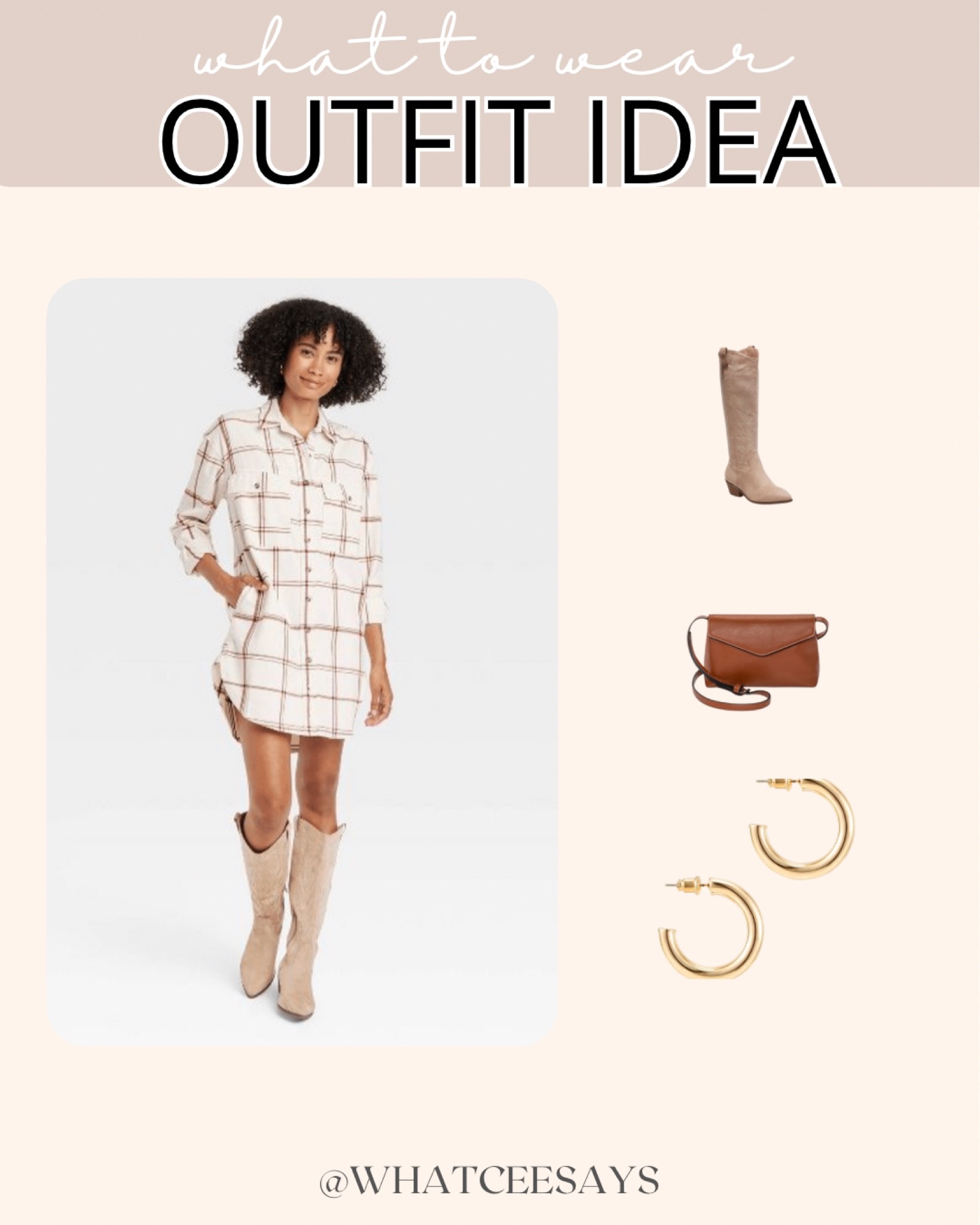 Plaid shirt dress from Target - Western boots - gold earrings 

#LTKcurves #LTKstyletip #LTKSeasonal