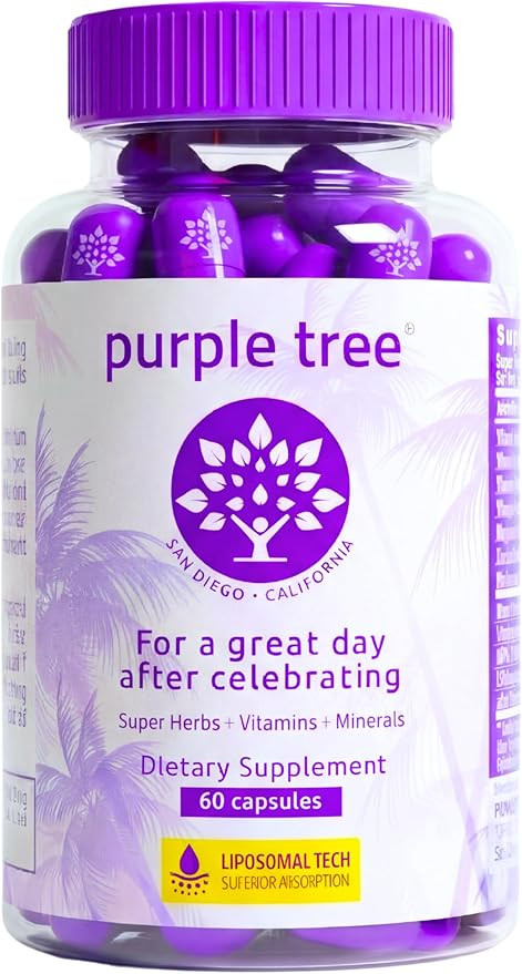 purple tree Post-Celebration Wellness Supplement | Liposomal Dihydromyricetin (DHM), L-Glutathion... | Amazon (US)