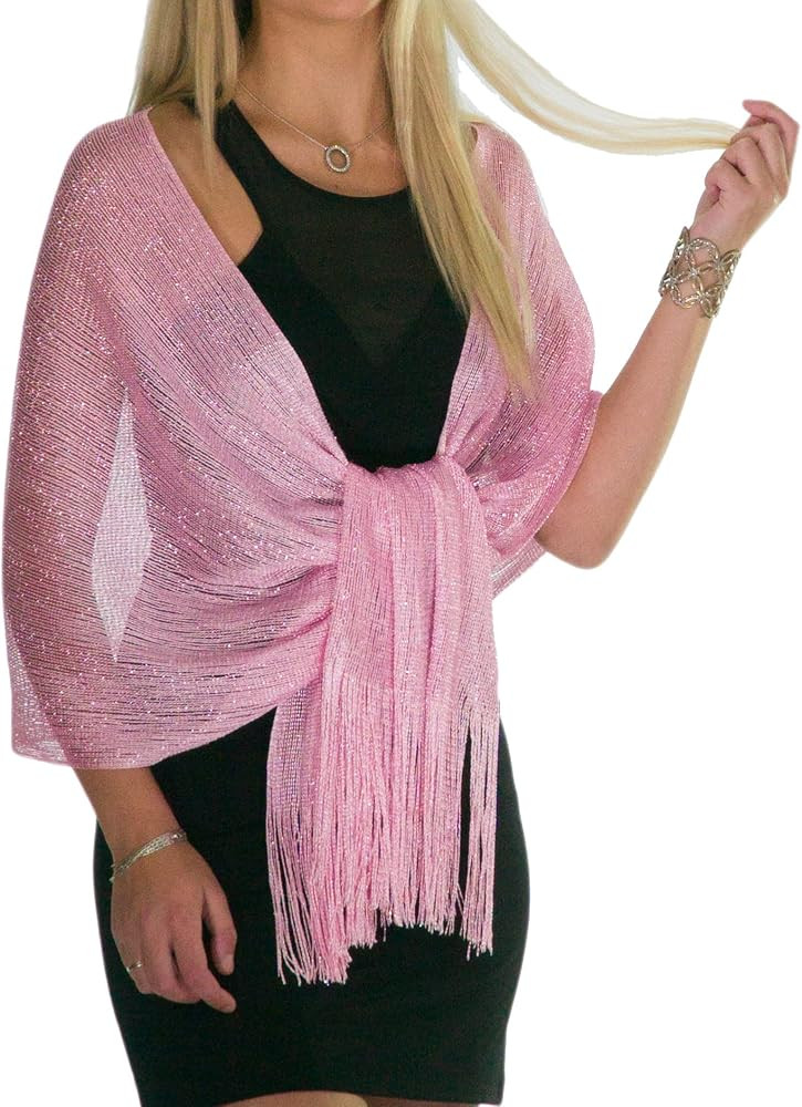 ShineGlitz Shawls and Wraps for Evening Dresses, Metallic Glitter Shawls for Women, Sparkling Wed... | Amazon (US)
