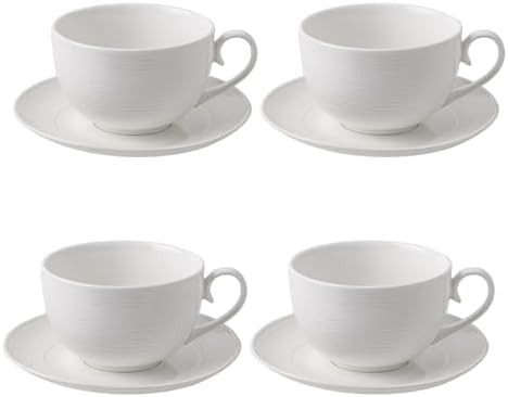 12 oz Cappuccino Cups with Saucers, Ceramic Espresso Coffee Cups Set of 4, White Latte Cup and Sa... | Amazon (US)