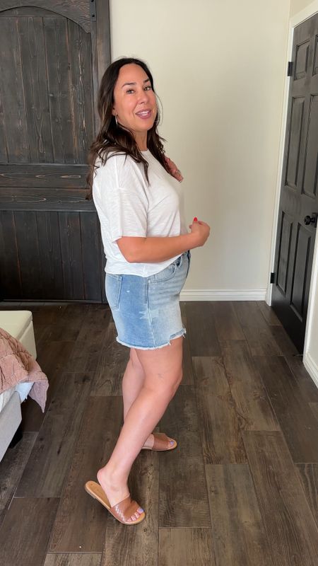 #walmartpartner These @walmart denim shorts are a great pick! I love that they are thick-thigh-approved! These run big so make sure to size up! #walmartfashion @walmartfashion

#LTKstyletip #LTKfindsunder50 #LTKSeasonal