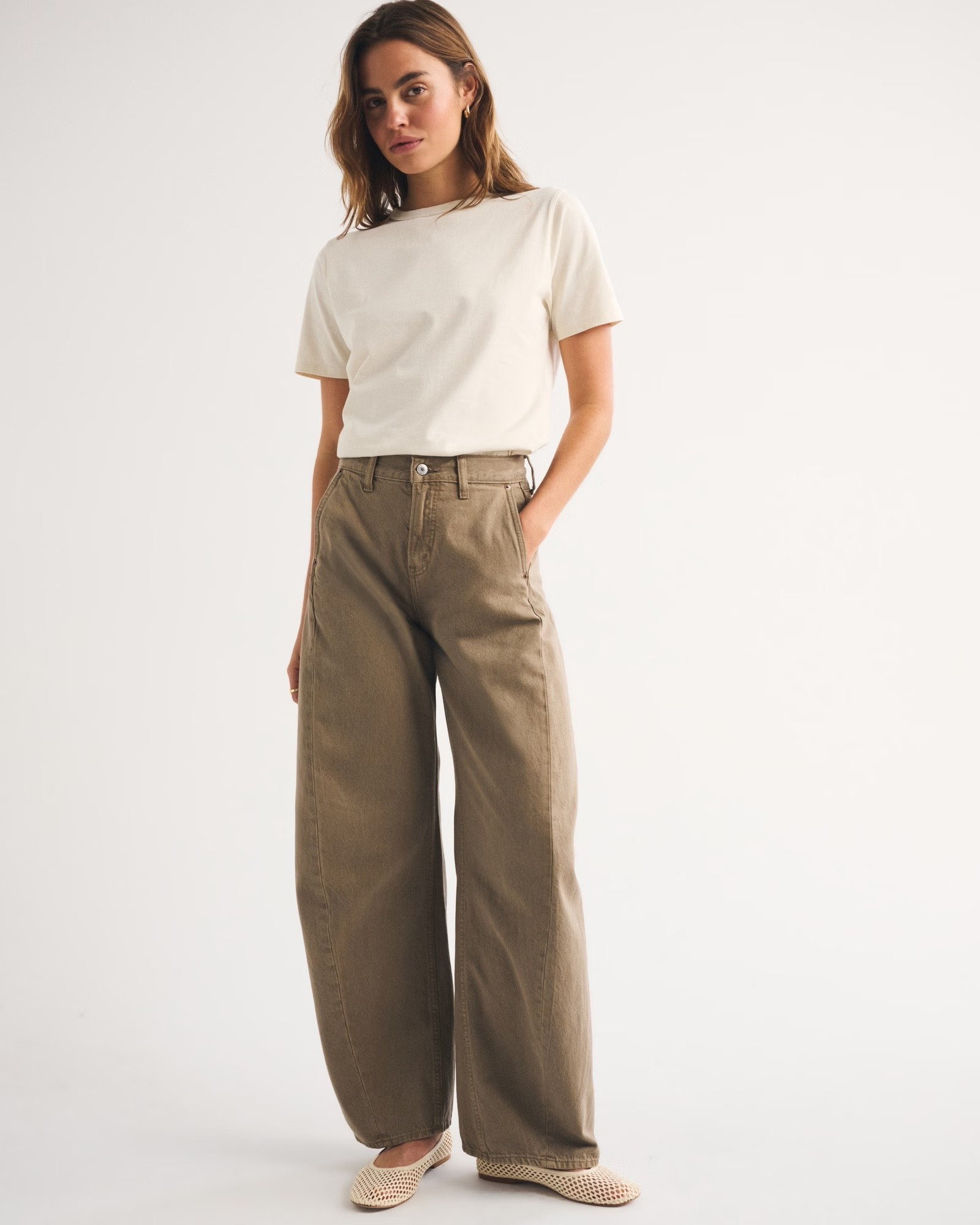 High rise barrel leg jeans