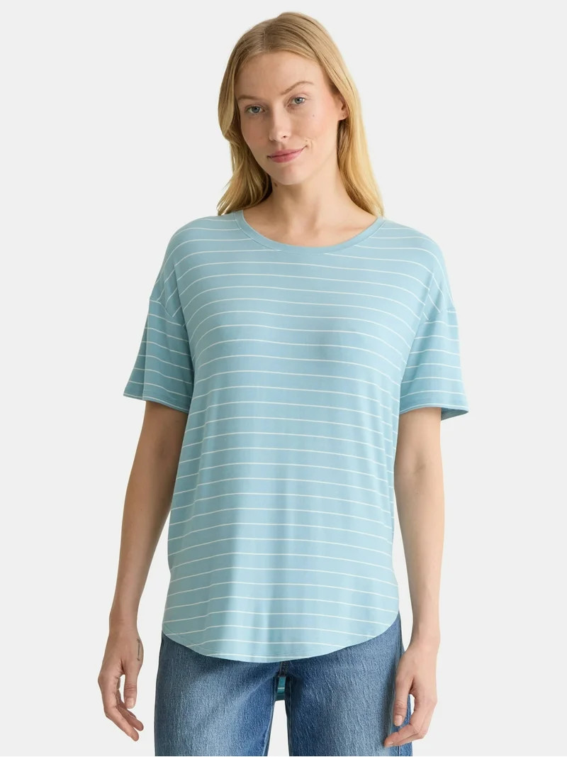 Time and Tru Women's Tunic Tee with Short Sleeves, Sizes XS-XXXL - Walmart.com | Walmart (US)
