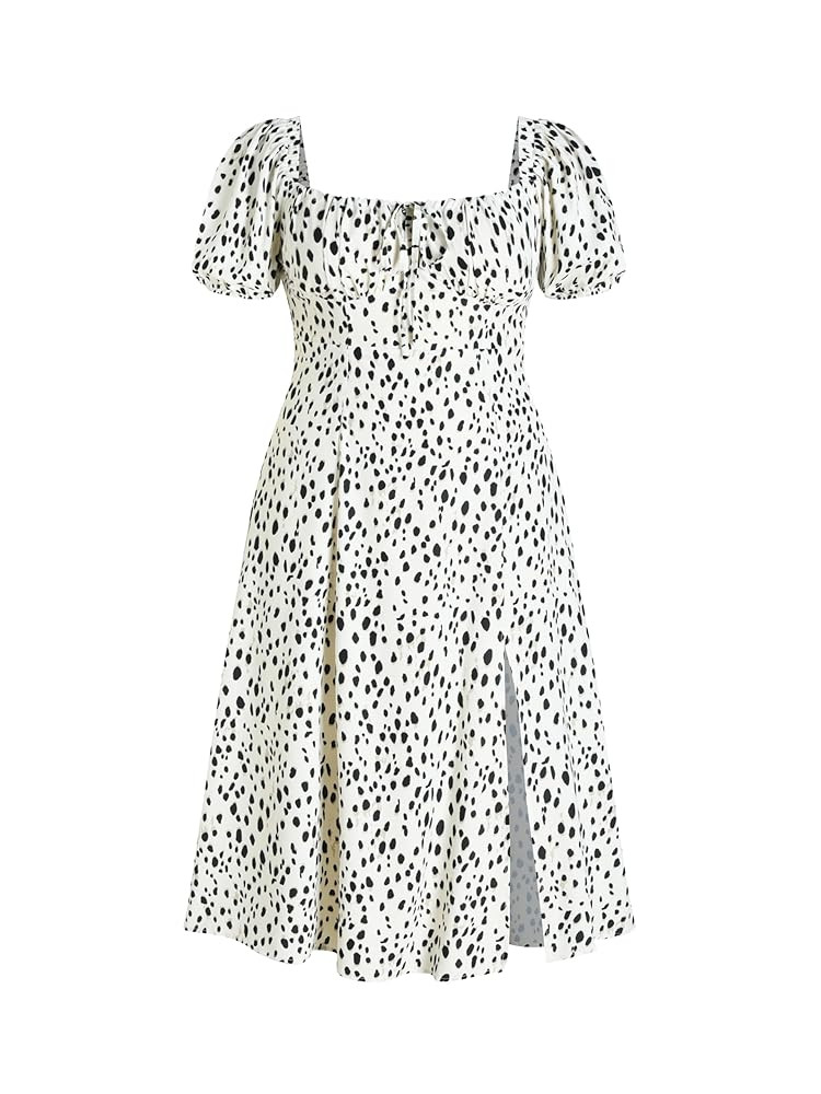 CIDER Plus Size Midi Dress Summer Fruit Patterned Square Neck Puff Sleeve Boho Vacation Casual Mi... | Amazon (US)