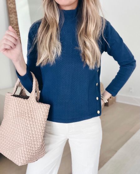 Coastal style outfit. Xs sweater. Use code RACHELXSPANX for a discount on the white pants.

#LTKitbag #LTKsalealert #LTKfindsunder50