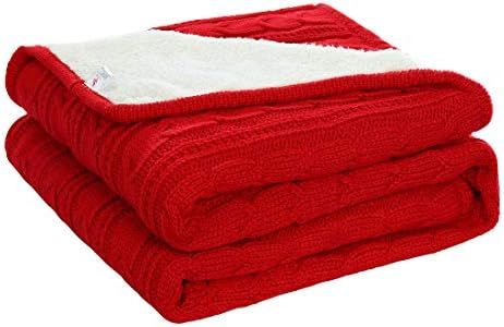 Amazon.com: uxcell Cable Knit Throw Blanket 50 Inches X 60 Inches Red - All Season Soft Reversibl... | Amazon (US)