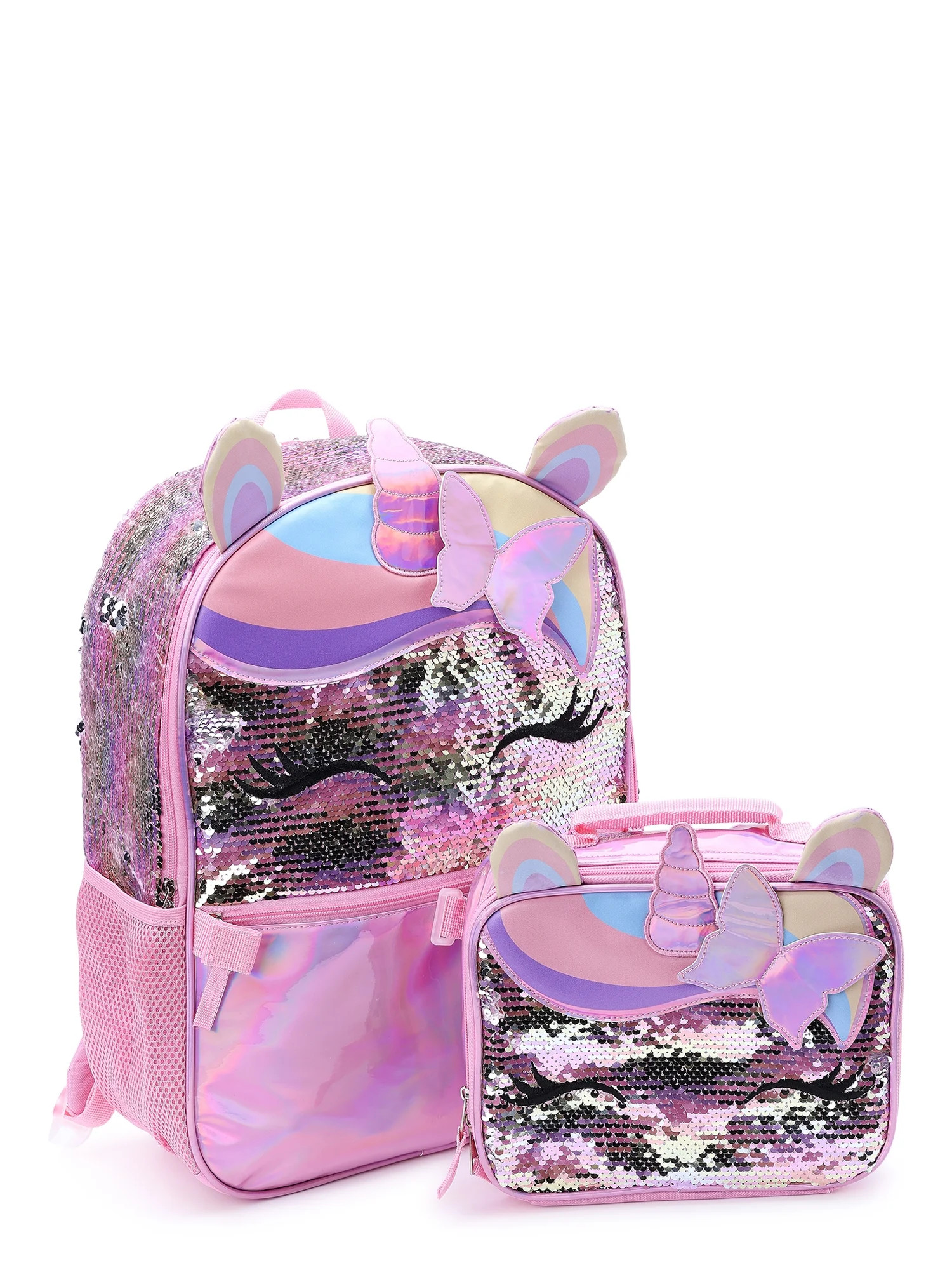 Wonder Nation Butterfly Girl Unicorn Girls 17" Laptop Backpack with Lunch Bag 2-Piece Set Pink | Walmart (US)