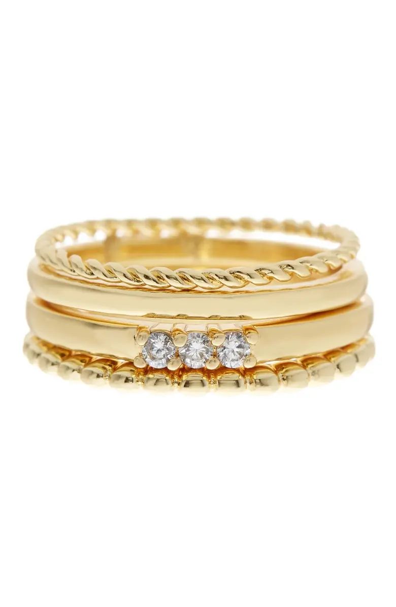 Set of 4 CZ Rope Band Stacking Rings | Nordstrom Rack