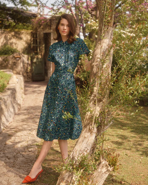 The Lily Dress - Midnight Garden Linen | Hill House Home